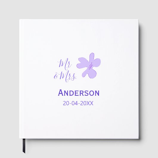 ミスター＆ミセス 家族名 日付 年 結婚 記念品 ゲストブック (正面)