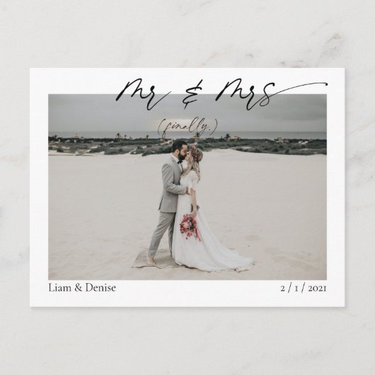 ミスター・ミセス（最終的に）おもしろいス結婚クリプト発表 ポストカード (正面)