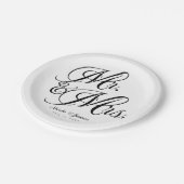 ミスター・ミセス・白黒結婚婚約パーティ ペーパープレート (アングル)