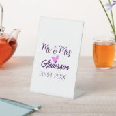 ミスター＆ミセス＋苗字＋日付＋年＋結婚のお祝いギフト 台座サイン (インサイチュ)