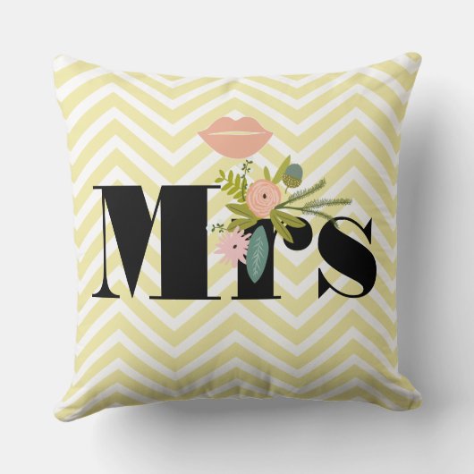 ミスター・ムスタヒー淡い色のイエローホワイトティール（緑がかった色）ジグザグザグ クッション (裏面)