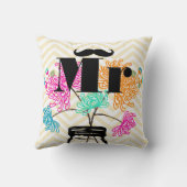 ミスター・ムスタ淡い色のッシュ・イエロージグザグメイソン・ジャー クッション (裏面)