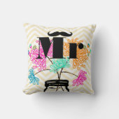 ミスター・ムスタ淡い色のッシュ・イエロージグザグメイソン・ジャー クッション (正面)