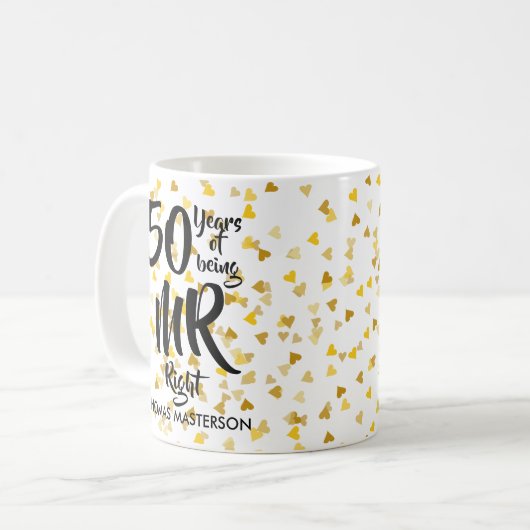 ミスター・ライトとミセス・オールウェイズ・ライト 50周年記念 コーヒーマグカップ (正面左)