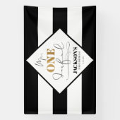 ミスター ワンダフル ブラックアンドホワイト ストライプ バナー 横断幕 (縦)