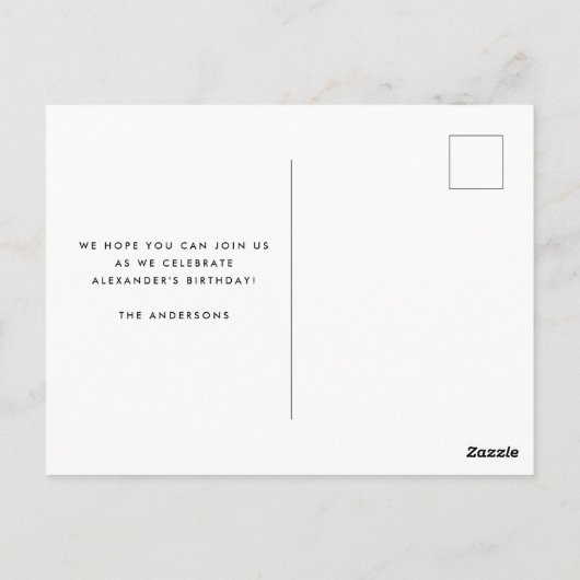 ミスター ワンダフル 1歳の誕生日写真招待状 ポストカード (裏面)