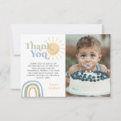 ミスター ワンダフル 1歳の誕生日 レインボー フォト サンキューカード (正面)