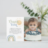 ミスター ワンダフル 1歳の誕生日 レインボー フォト サンキューカード (スタンド正面)