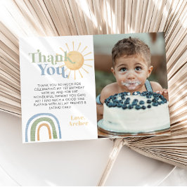 ミスター ワンダフル 1歳の誕生日 レインボー フォト サンキューカード