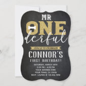 ミスター·ワンダーフル1歳の誕生日招待状·チャルクボード 招待状 (正面)