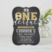 ミスター·ワンダーフル1歳の誕生日招待状·チャルクボード 招待状 (スタンド正面)