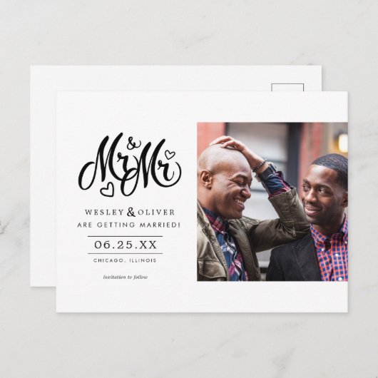 ミスター& Mr.スクリプト-日付を写真とともに保存 ポストカード (正面/裏面)