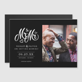 ミスター& Mr.スクリプト-日付を写真と共に保存 マグネット招待状