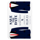 ミスター& Mr. モダン 結婚 Navy Tux -日付を保存 マグネット (縦)