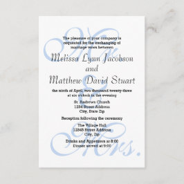 ミスター& Mrs. Blue-3x5's & 結婚披露宴招待状 招待状