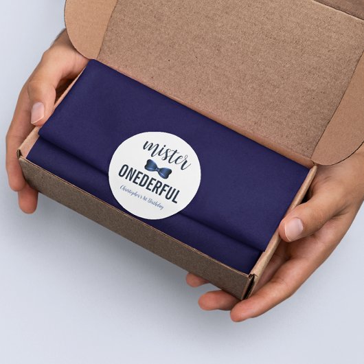 ミスターOnederful Bow Tie 1st誕生日ステッカー ラウンドシール