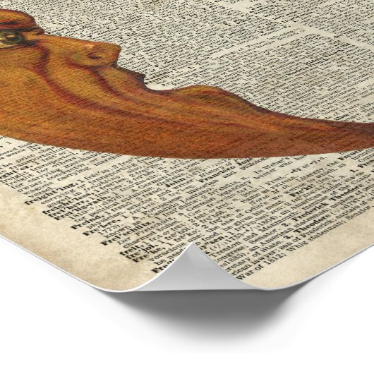 ミスチカルミディヴァルムーン顔ヴィンテージイラストレーション ポスター (角)