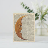 ミスチカルミディヴァルムーン顔ヴィンテージイラストレーション ポストカード (スタンド正面)