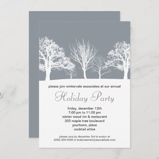ミスティウィンターウッド企業のホリデーパーティー 招待状 (正面/裏面)