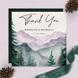 ミスティエレガントマウンテン森林スクリプ結婚ト サンキューカード