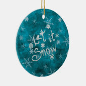 ミスティカルな冬の青銀の雪の結晶 Let It Snow セラミックオーナメント (右)