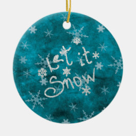 ミスティカルな冬の青銀の雪の結晶 Let It Snow セラミックオーナメント