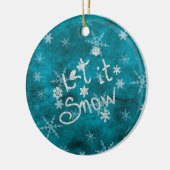 ミスティカルな冬の青銀の雪の結晶 Let It Snow セラミックオーナメント (左)