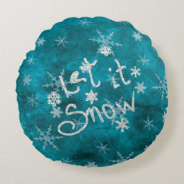 ミスティカルな冬の青銀の雪の結晶 Let It Snow ラウンドクッション