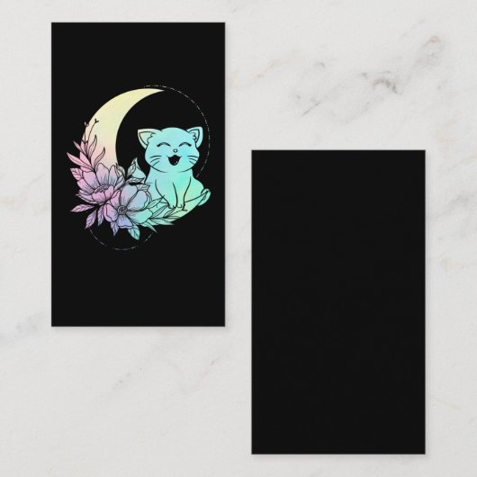 ミスティカルキャットクレセントムーンパステルゴシックウィッカ 名刺 (正面/裏面)