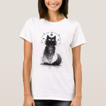 ミスティカルブラックキャット 女性用Tシャツ