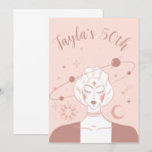 ミスティカルユニバース 50歳誕生日 マスクピンクコースター 招待状 (正面/裏面)