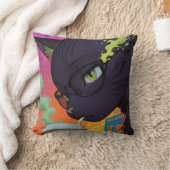 ミスティカル・アニメ 黒猫 クッション (ブランケット)