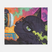 ミスティカル・アニメ 黒猫 フリースブランケット (正面(横))