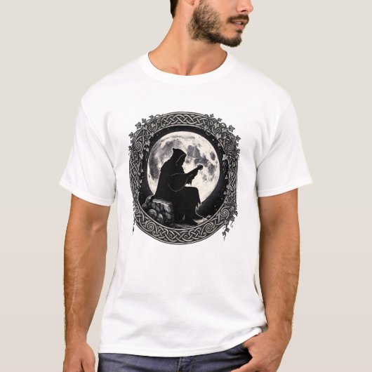 ミスティカル・バード ケルトの月 ファンタジー Tシャツ (正面)