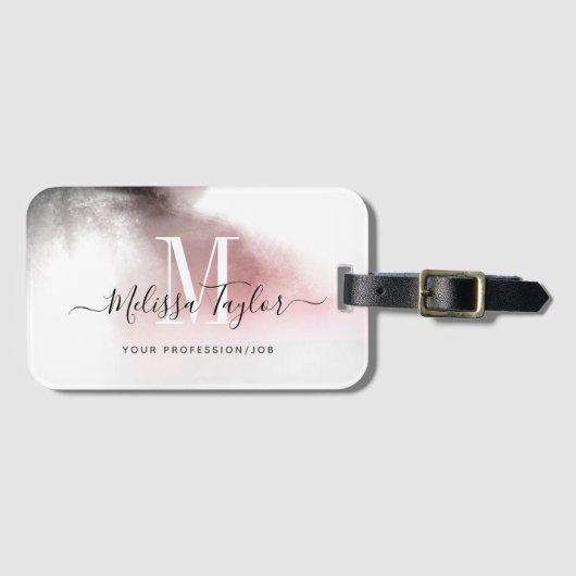ミスティグラデーションピンクとパープルモノグラムの ラゲッジタグ (正面横)
