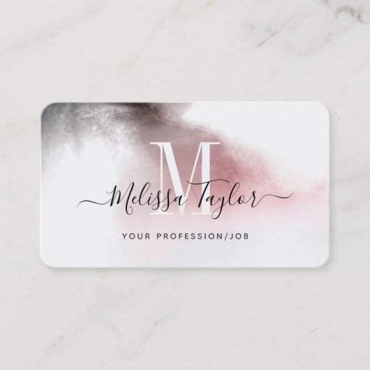 ミスティグラデーションピンクと紫のモノグラムの写真 名刺 (正面)