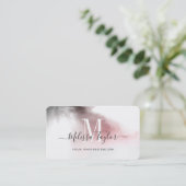 ミスティグラデーションピンクと紫のモノグラムの写真 名刺 (スタンド正面)