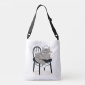 ミスティックなグレーの猫が三目を開けて眠る クロスボディバッグ (裏面)