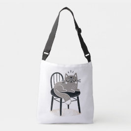 ミスティックなグレーの猫が三目を開けて眠る クロスボディバッグ