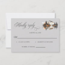 ミスティックな秋の結婚式RSVPカード
