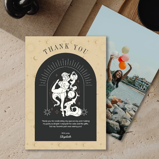 ミスティックアクアリウス〔占星術の〕十二宮図アーチサンキューカード 招待状