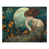 ミスティックアールヌーボーレディーインアンバーとティール（緑がかった色） フォトプリント            (正面)