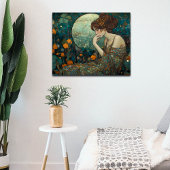 ミスティックアールヌーボーレディーインアンバーとティール（緑がかった色） フォトプリント           