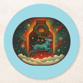 ミスティックウィンタースタグブルーBG ラウンドペーパーコースター