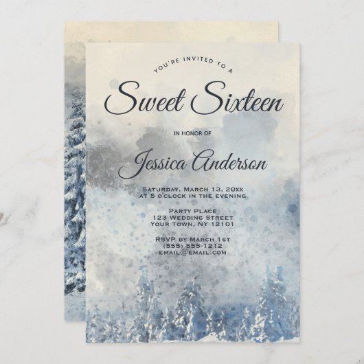 ミスティックウィンターフォレストSweet sixteen招待状 招待状 (正面/裏面)