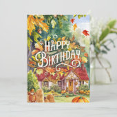 ミスティックウォームウッズオータム秋ハッピーバースデー カード (スタンド正面)