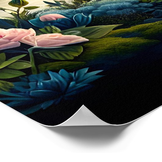 ミスティックウルフハウリングアットムーンシュレアルパーソナライズされた ポスター (角)