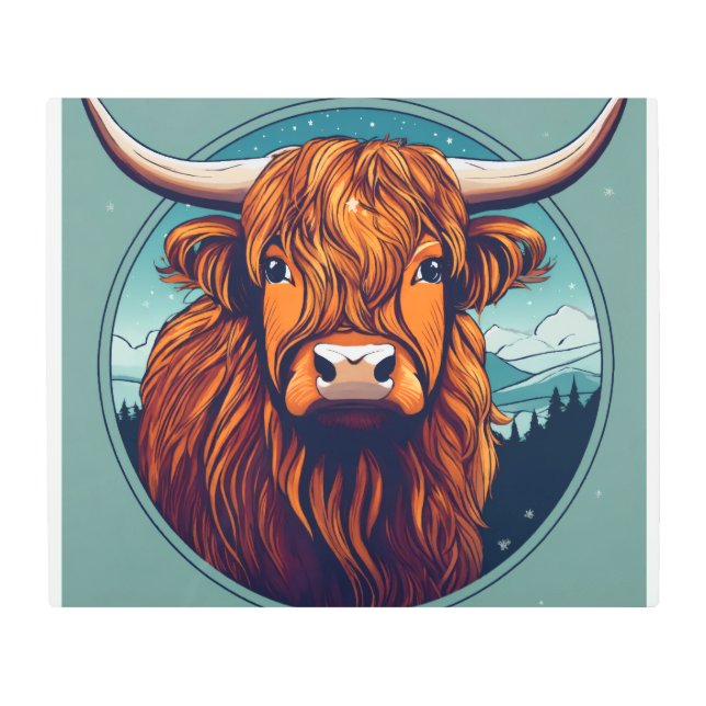 ミスティックウルフメタルアート – トライバル&素朴スタイル メタルプリント (正面)