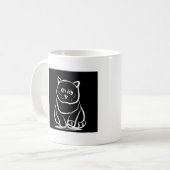 ミスティックキャットのヘッド – ミニマリストフェリネラインアートTシャツ コーヒーマグカップ (正面左)