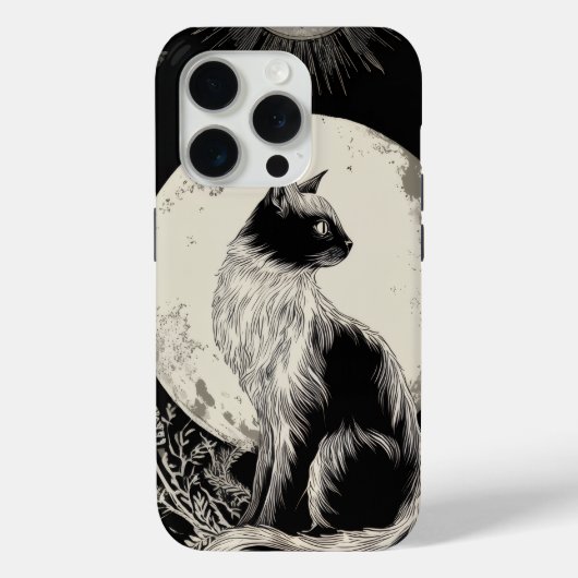 ミスティックキャットアート - 月夜の見張り番 Case-Mate iPhoneケース (裏面)